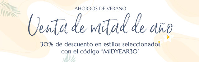 Ahorros De Verano Venta de mitad de año 30% de descuento en estilos seleccionados  con el código “MIDYEAR30”.
